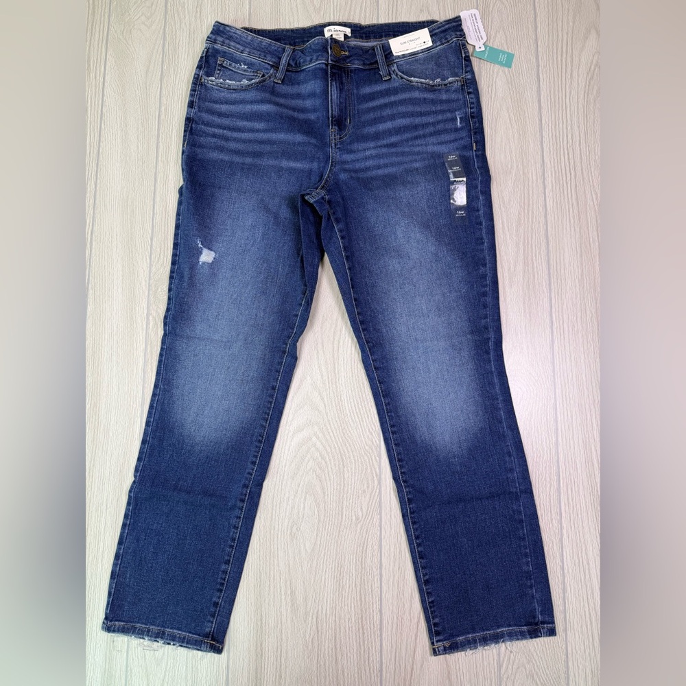 Maurices Dark Mid Rise Slim‎ Straight Jeans